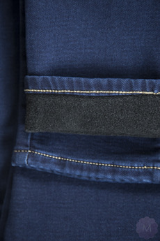 Damskie spodnie ocieplane rurki granatowe jeansowe z wyższym stanem  (MD6615)