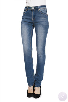 Elastyczne spodnie damskie jeansowe z wyższym stanem (PTL-S2220)