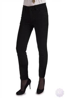Spodnie ocieplane czarne jeansowe z wyższym stanem (A51-1-B)